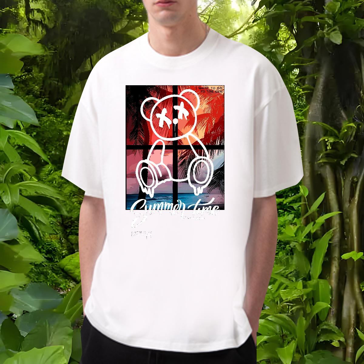 2024 DIY Men T Shirts Graffiti Art 230g Cotton Custom Printing Outdoor Tshirts Short sleeve Cotton Soft Cool