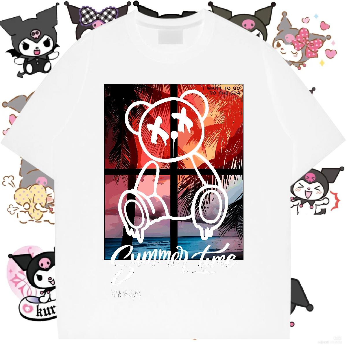 Brand T Shirts Men Graffiti Art 100% Cotton 230g Floral Print Sport Men Tshirts Breathable Short Sleeve Loose