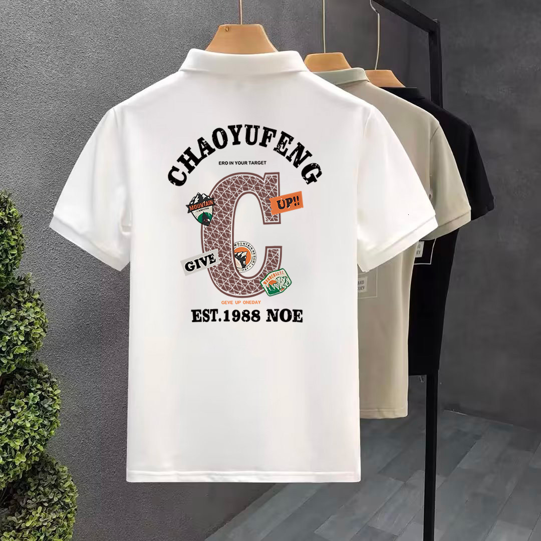 Light mature style high-end versatile polo shirt trendy brand lapel short sleeved T-shirt men's slim fit collared top