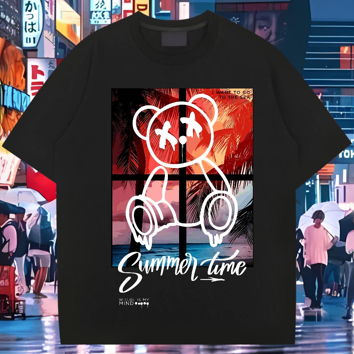 Designer Fashion T Shirt For Man Graffiti Art 230g 100% Cotton Skull Street Casual Men Tshirts Cotton Breathable Short Sleeve Popular