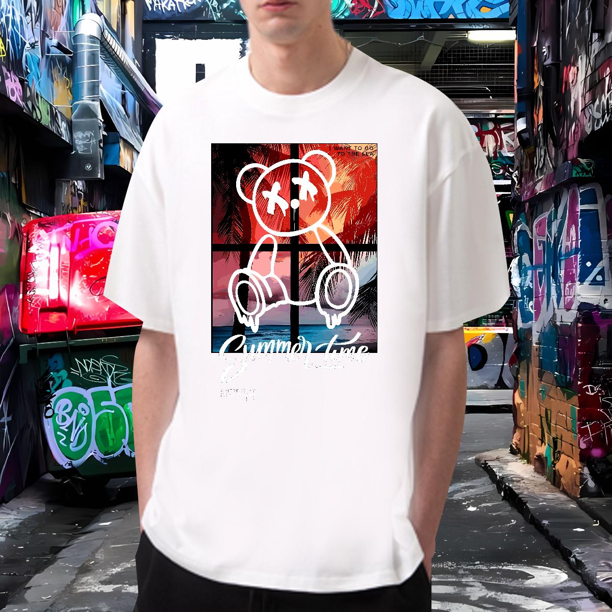 2024 Designer T shirt Graffiti Art 100% Cotton 230g Anime Print Tshirts Casual Daily Wear Breathable Short Sleeve Classic Tees Shirts