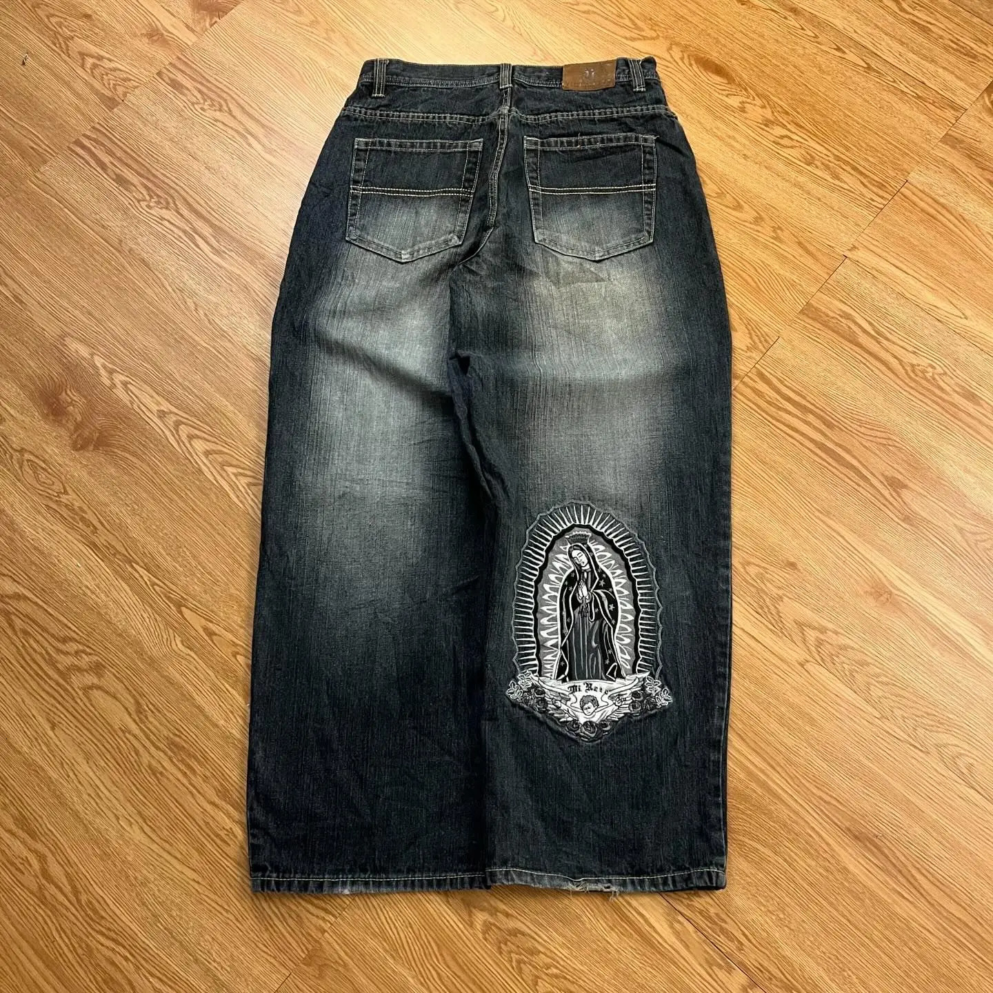 VICTORIOUS Baggy Jeans Retro Hip Hop Goddess Pattern Embroidery Denim Pants Washed Men Jeans Y2K High Waist Wide Leg Trousers 240712