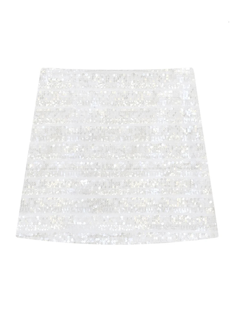 Black High Waisted Slimming A-line Sequin Skirts Harajuku Sexy Temperament Short Faldas Mujer Moda Club Beach Party 240710