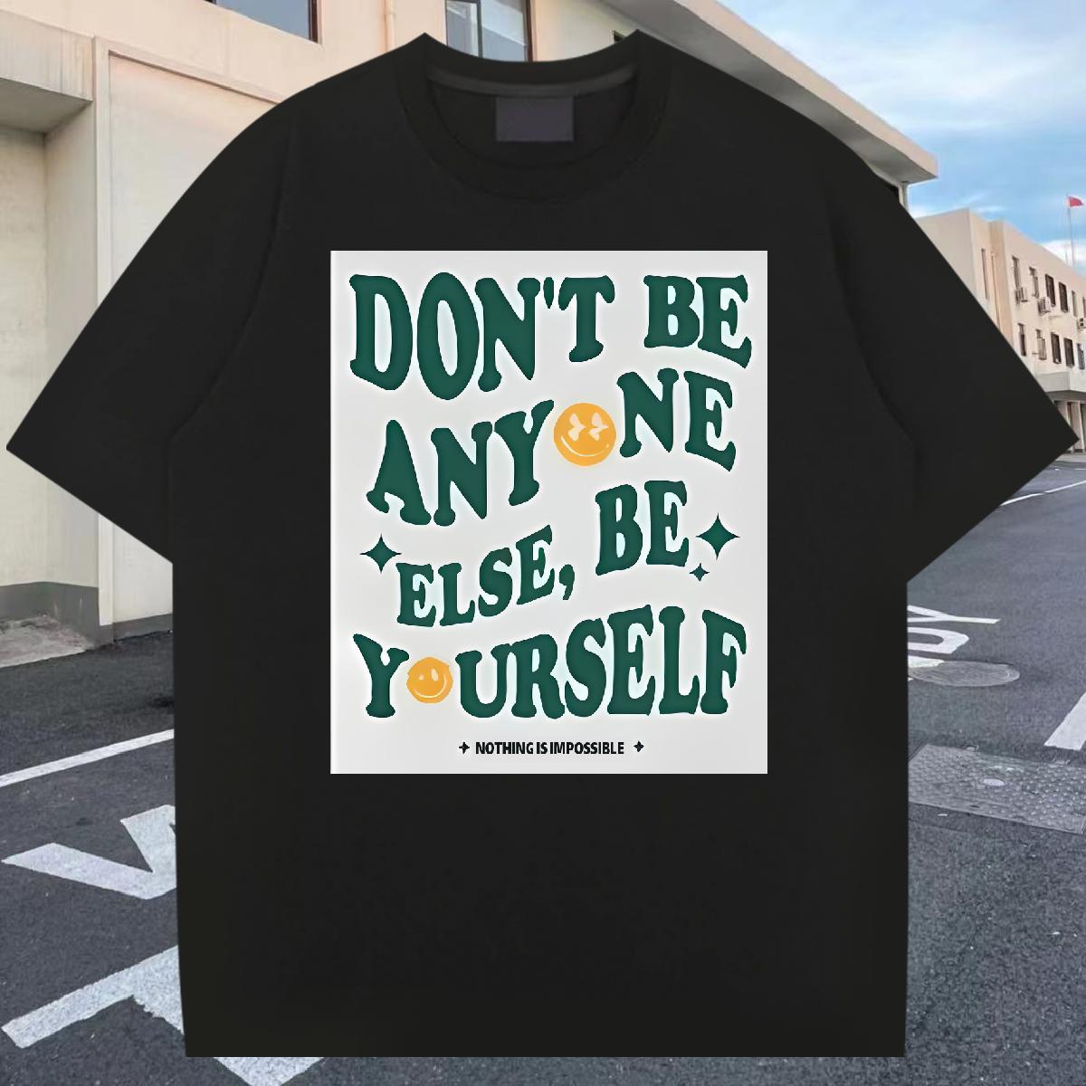 New Designer T shirt don't be any one else 230g Cotton Cartoon Print Couples T Shirts Beach O-Neck Short Sleeve Cotton 5A Tees Shirts