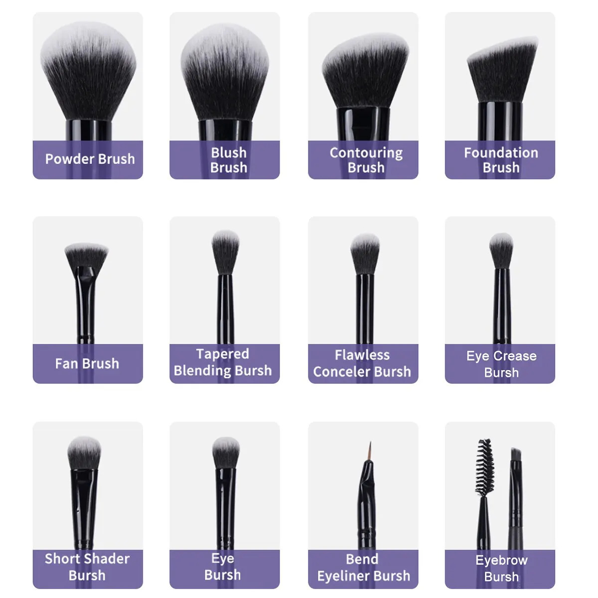 Makeup brush and sponge set 12 pieces of basic concealer eye shadow makeup brush set3 pieces of sponge soft brush 240715