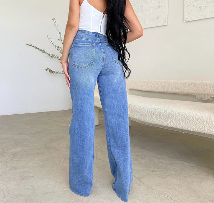Denim Hot Sell High Quality Straight Casual Woven Softener Women's Wide Leg Jeans women Pants