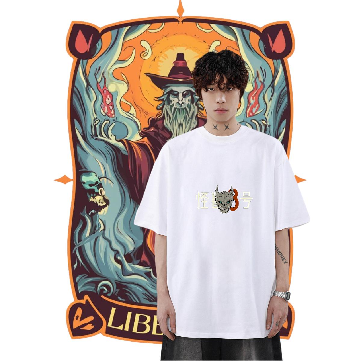 Loose Fit T-Shirts for Men Anime Printing Street Crew Neck Cotton Breathable Couples T Shirts Brand Customized Print Tees Shirts
