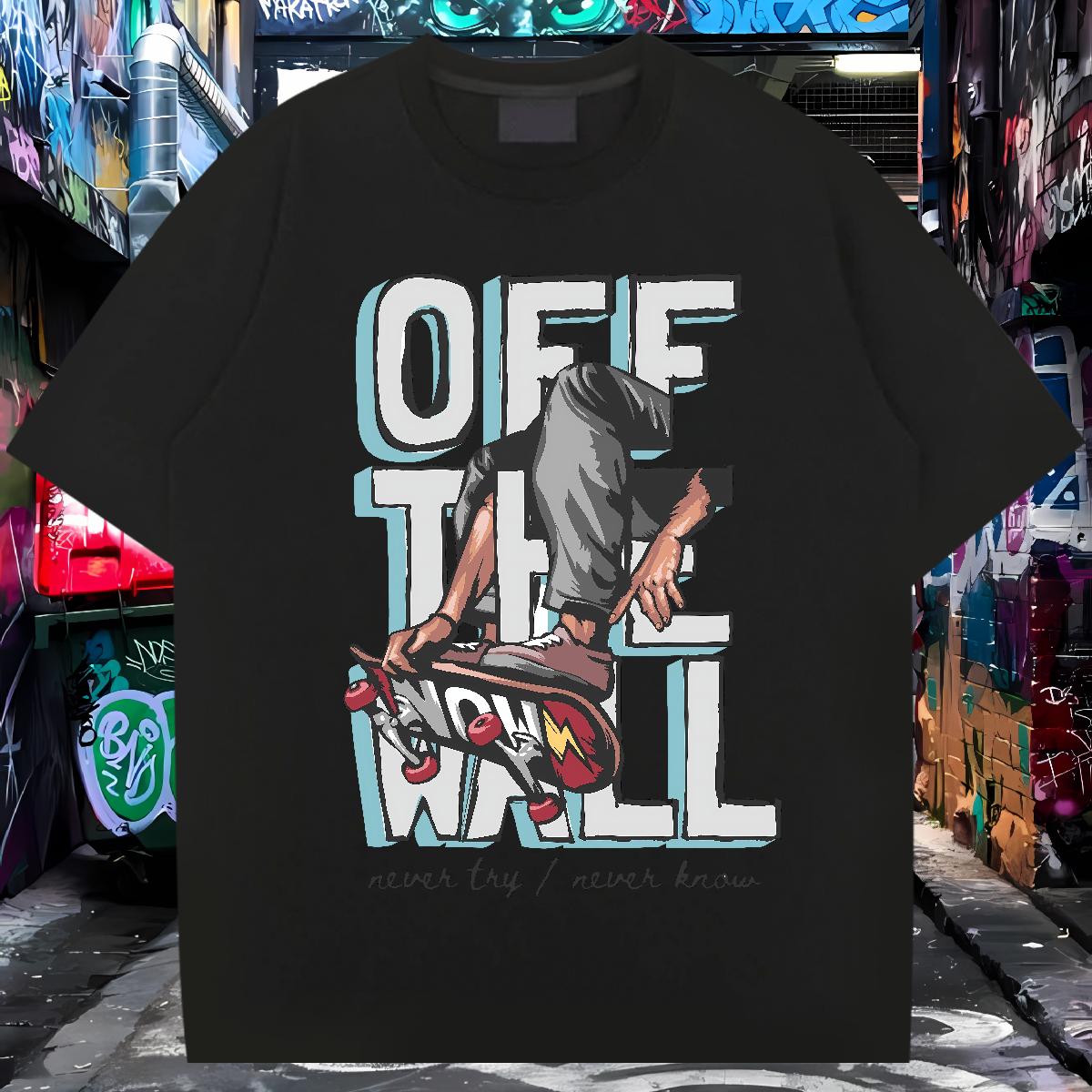 Fashion New T Shirt For Man Graffiti Art 100% Cotton 230g DIY Logo Tshirts High Street Hip Hop Breathable Short Sleeve Wholesale Wear