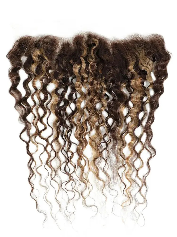 Water Wave 13x4 13x6 Transparent Lace Frontal Highlight P4/27 4x4 5x5 6x6 7x7 Lace Clsoure Human Hair Ombre Brown Honey Blonde Color