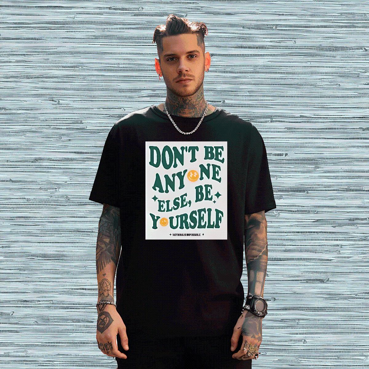 5A Men Tees don't be any one else 230g 100% Cotton Short Sleeve Cotton O-Neck Hip Hop T shirt Custom Anime 2024 Summer Tshirts