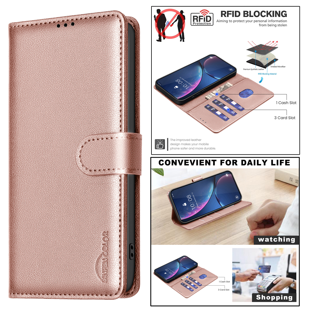 RFID Blocking Business Leechee Grain PU Leather Wallet Cases Credit ID Card Slot Holder Flip Cover Magnetic Pouch For Iphone 16 Pro Max SE4 15 14 13 1