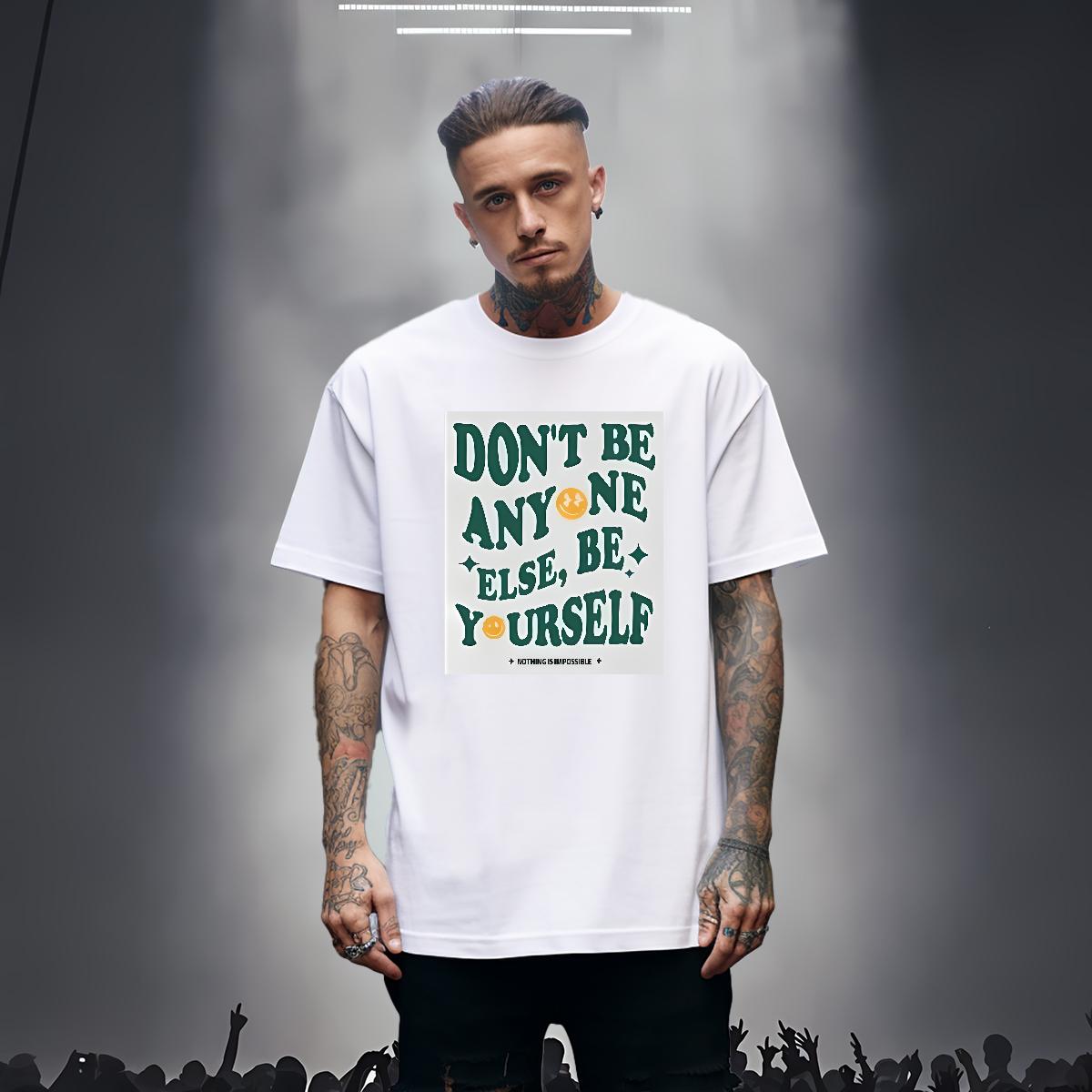 Loose Mens Tshirts nothing is impossible 100% Cotton 230g Round Neck Short Sleeve High Street Hip Hop T-Shirts for Men Plus Size Custom Fashion Casual
