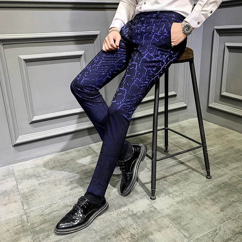 Classic Jacquard Suit Pants Spring Men Social Trousers Slim Business Casual Formal Pants Office Pants Suit Trousers Men 240708