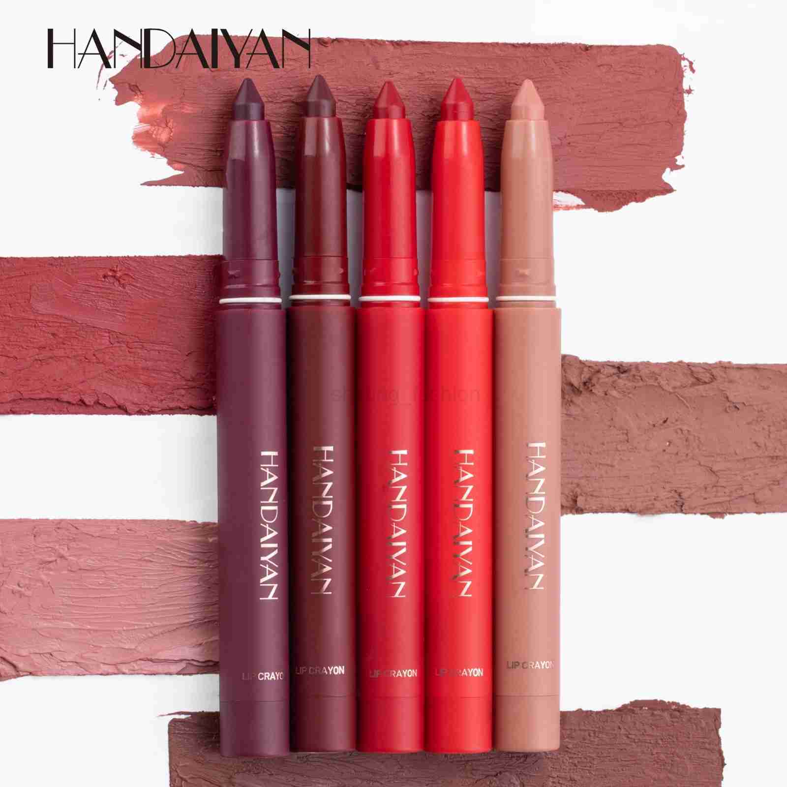 HANDAIYAN 12 Colors Crayon Lipstick High Pigment Non-Fading Matte Lips Makeup Pen Waterproof Long Lasting Velvet Lip LinerCL240716