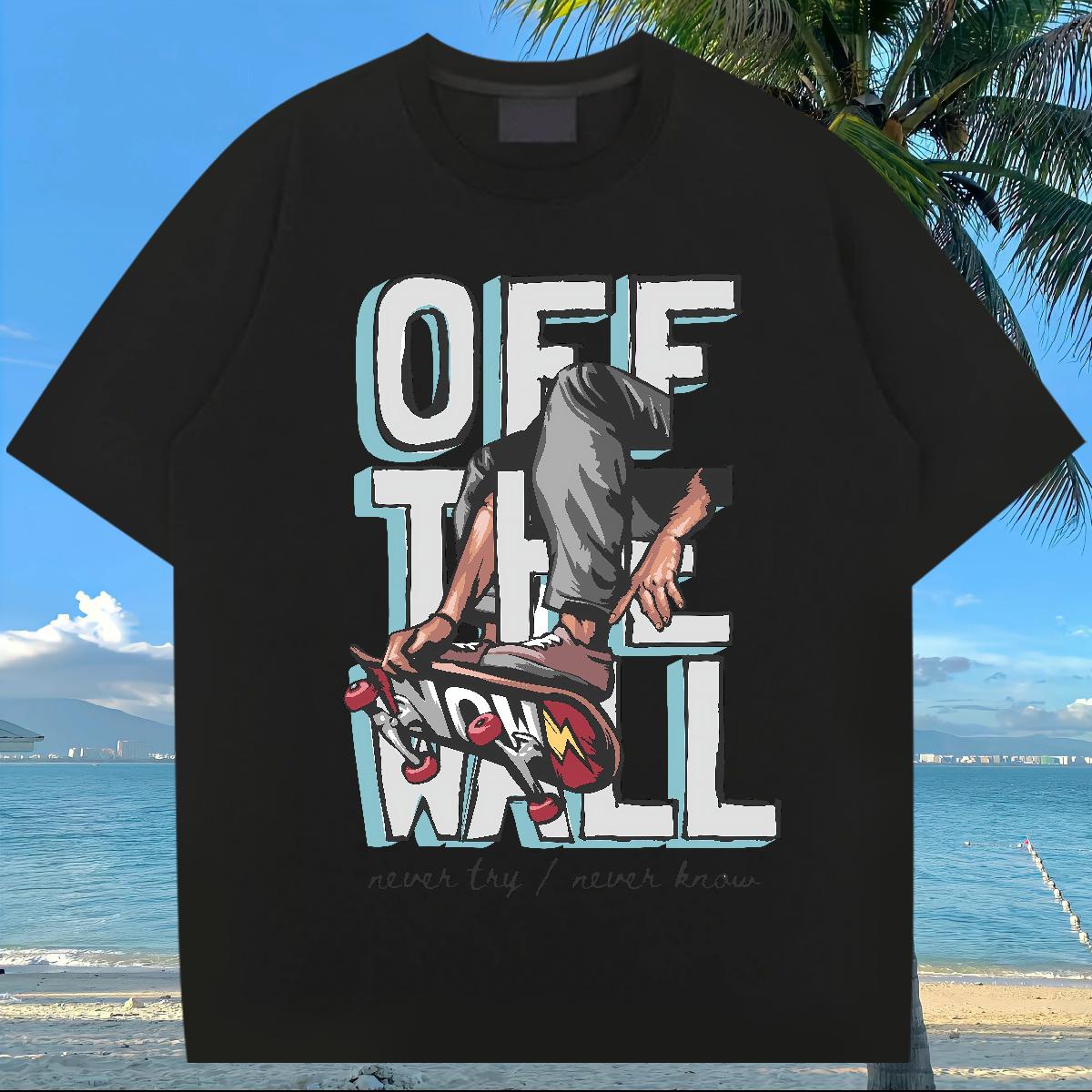 Designer T-Shirts for Men Graffiti Art 100% Cotton 230g DIY Men Tops Tees Daily Outfit Short Sleeve Cotton O-Neck Soft Tees Shirts