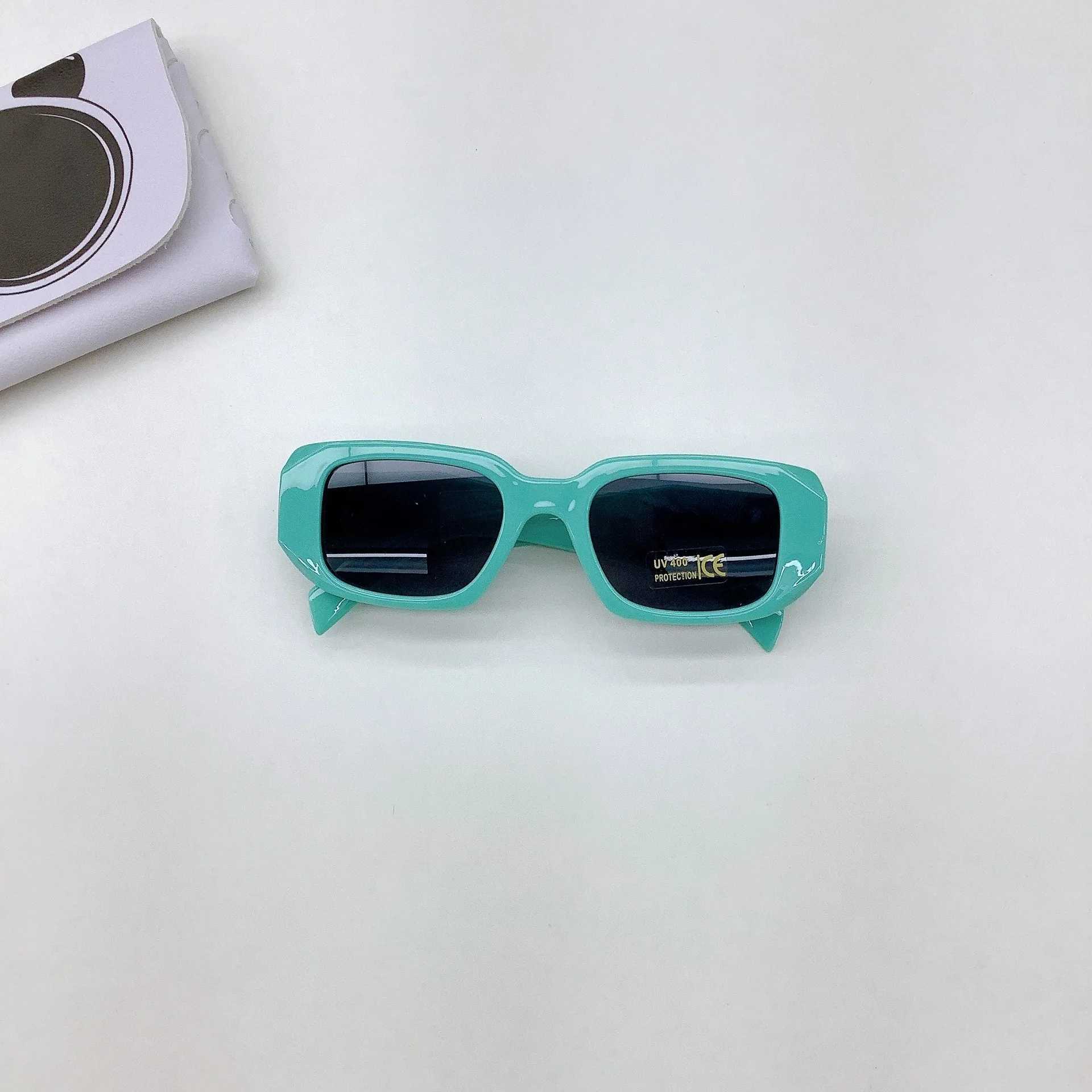 Sunglasses New Square Cut Edge Childrens Sunglasses Polygonal Wide Leg Sunglasses Baby UV Visors