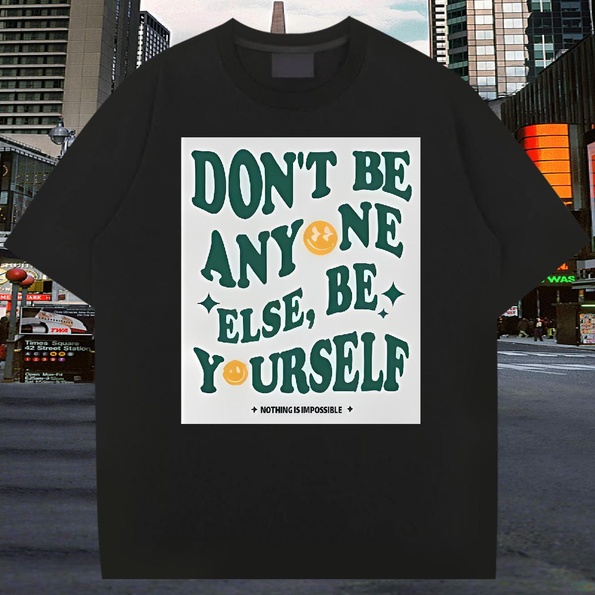 Wholesale Mens T Shirts be yourself 230g Cotton Skull Men Tshirts High Street Hip Hop Round Neck Short Sleeve Comfortable Top Tees