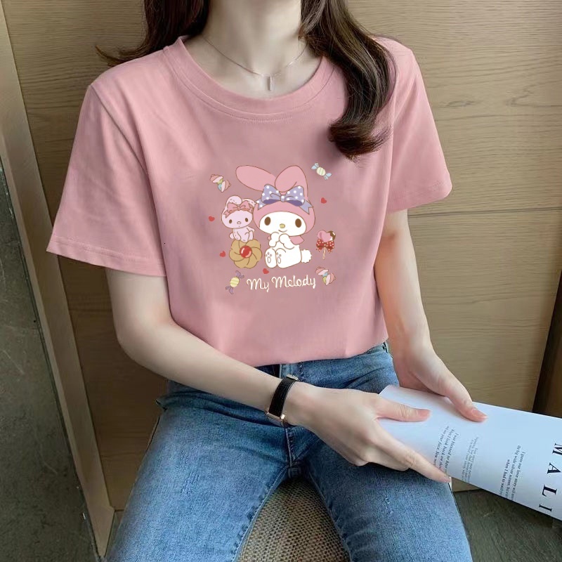 Korea t shirt for women top Short Sleeve tshirt woman Summer New White T-shirt Round Neck Loose Top Fashion T Shirt Women tops