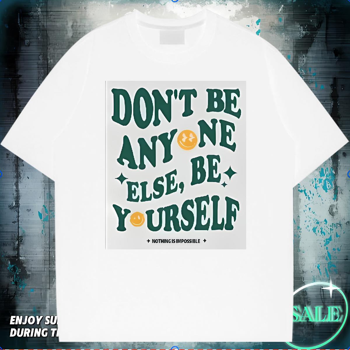 Casual New Mens T Shirts nothing is impossible 230g 100% Cotton Black Oversized Men Tops Tees Anime Printing Street O-Neck Short Sleeve Cotton Brand P