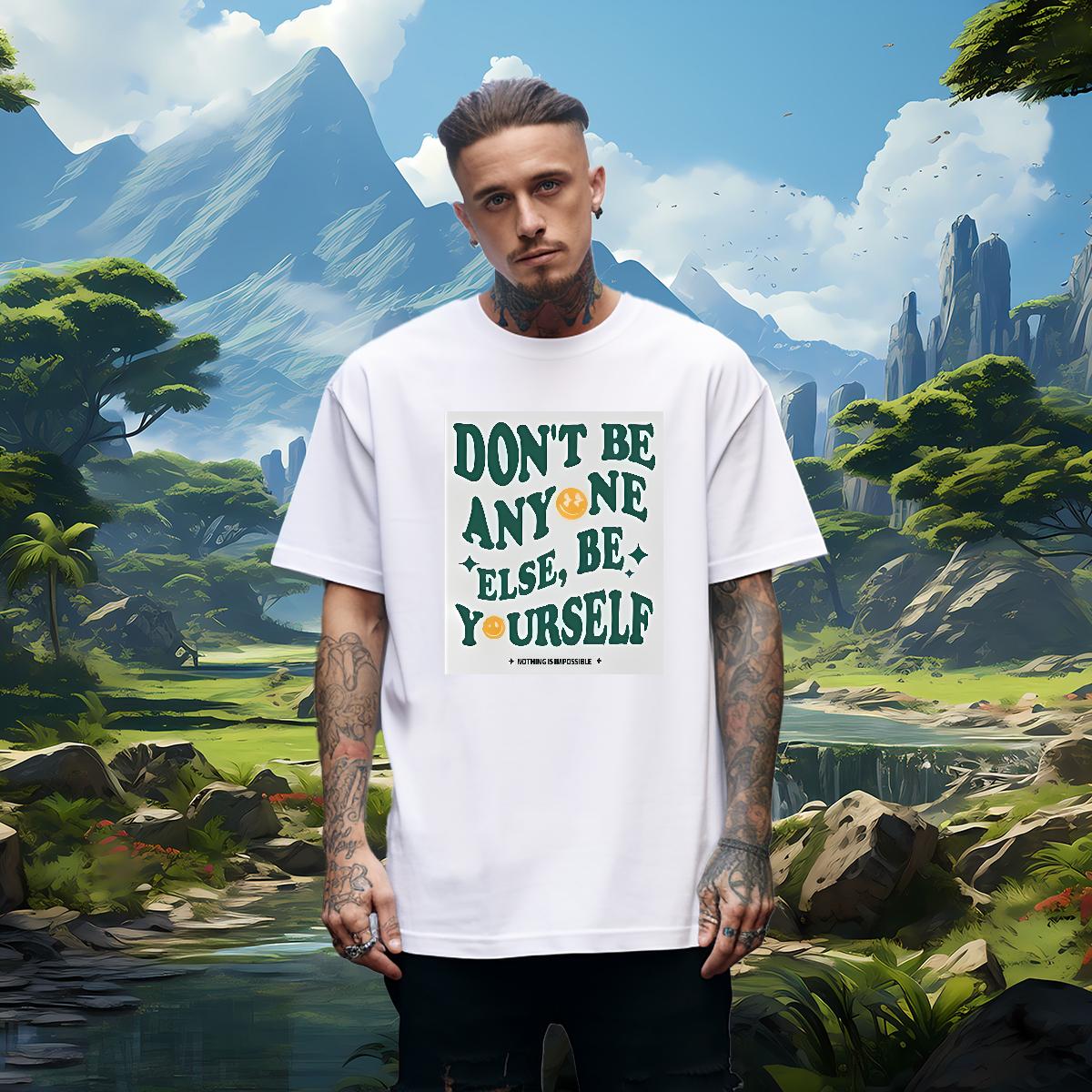 Cool Couples T Shirts be yourself 230g Cotton O-Neck Short Sleeve Cotton Casual T Shirt For Man Cartoon Printing S-4XL Custom Clothings