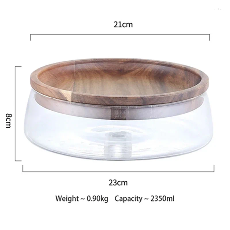 Storage Bottles Creative Glass Food Containers With Wooden Lid Kitchen Snack Fruit Candy Nut Sundries Organizer For