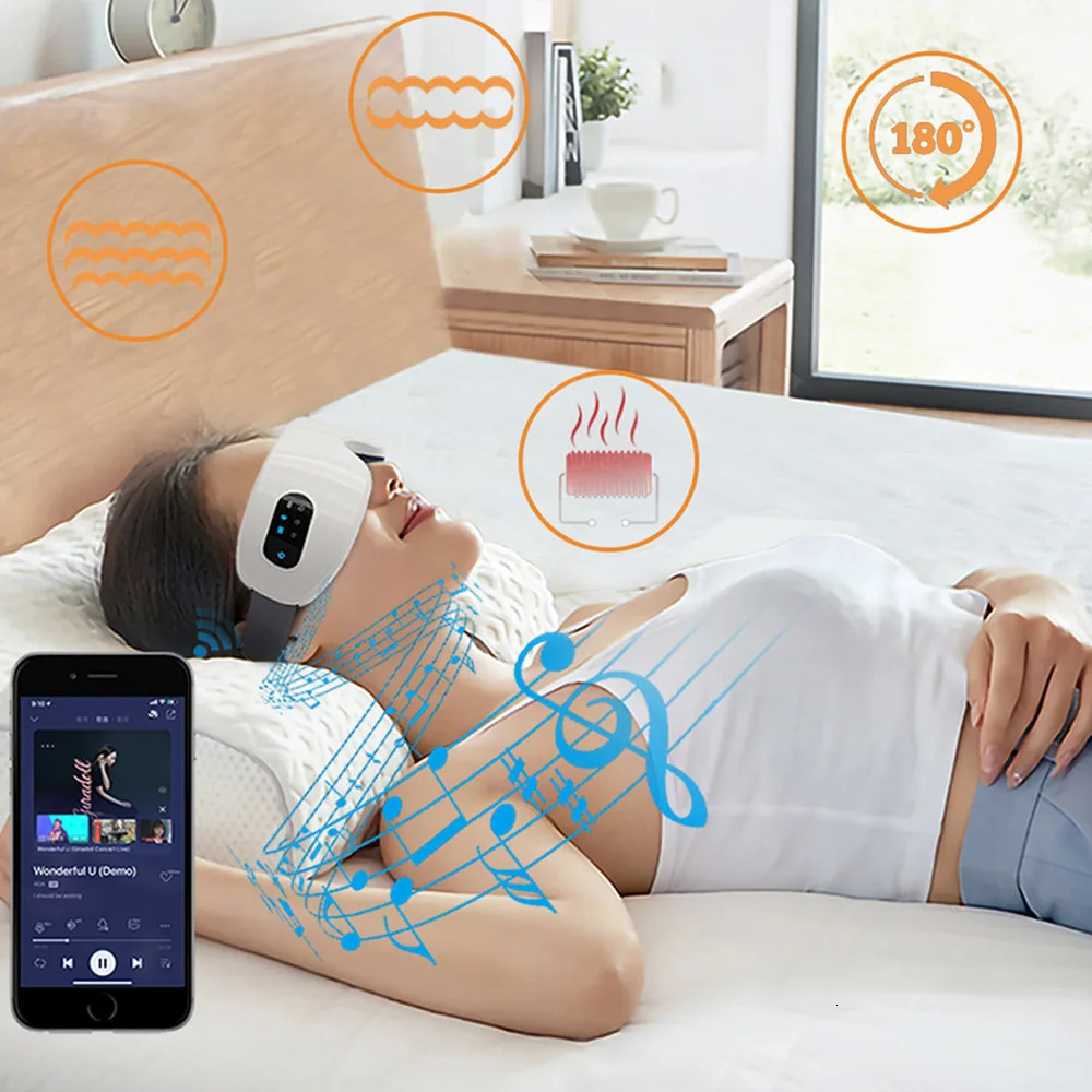 Electric Eye Massager Compress Vibration Massage Bluetooth Music Relief Stress Fatigue Relax Foldable Eye Care Smart Glasses 240712