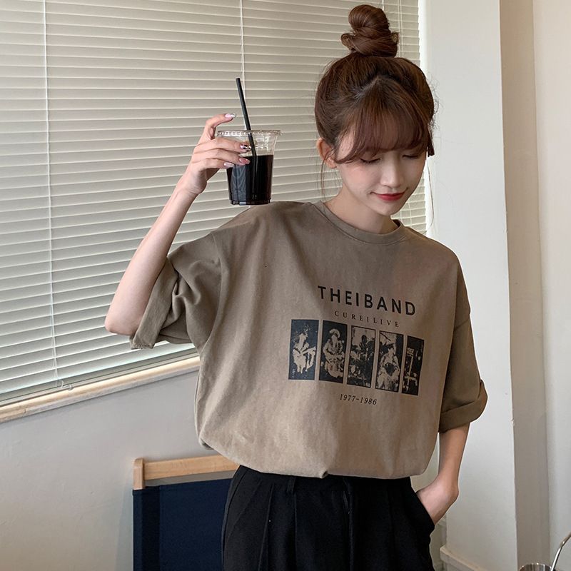 Readystock Oversize cartoon pattern t-shirt women's clothing, curvy girls fashion Korean style loose vintage shirt T112