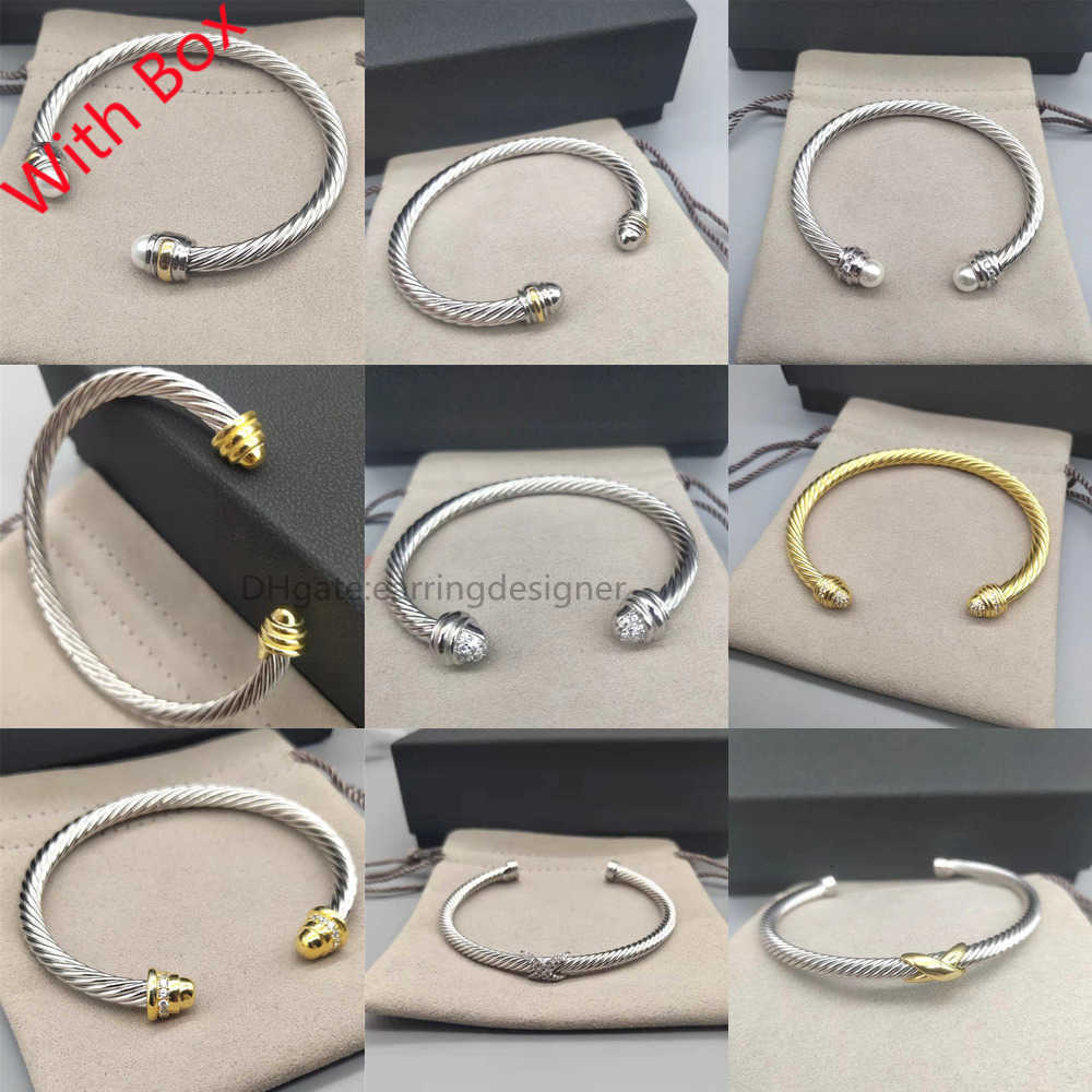 Versatile Luxury Designer Twisted Pearl Head Women Fashion Bracelet Twist Bracelets Jewelry Platinum Plated Wedding Gifts 5MM 4MM thick TR99