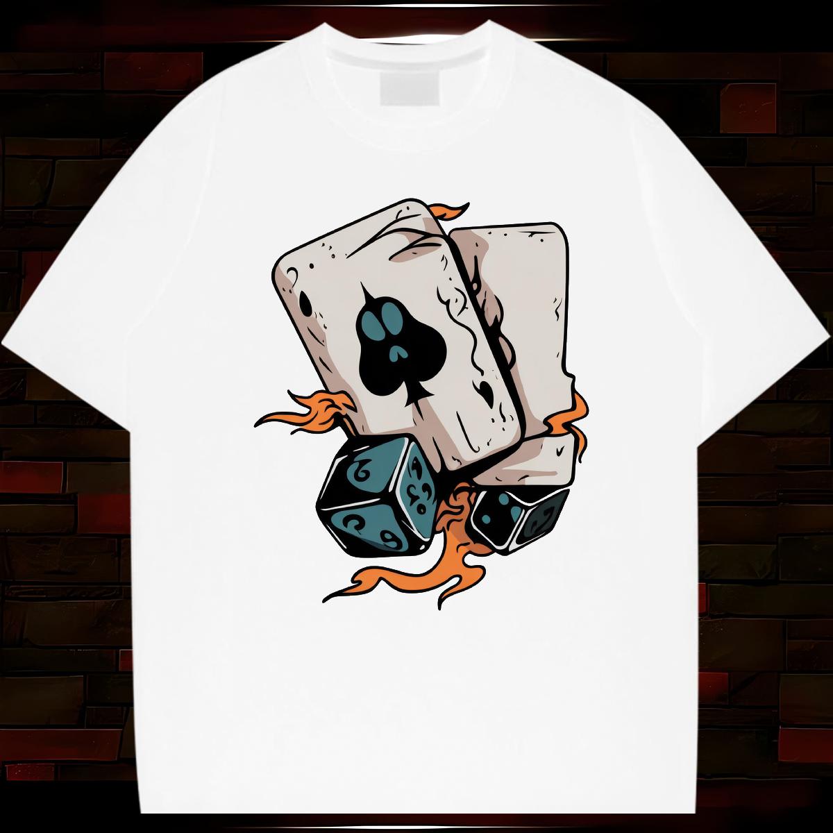 Fashion Casual Men T Shirts Cards 100% Cotton 230g Customized Print Couples T Shirts Beach Cotton Breathable Short Sleeve Classic Tee Shirt