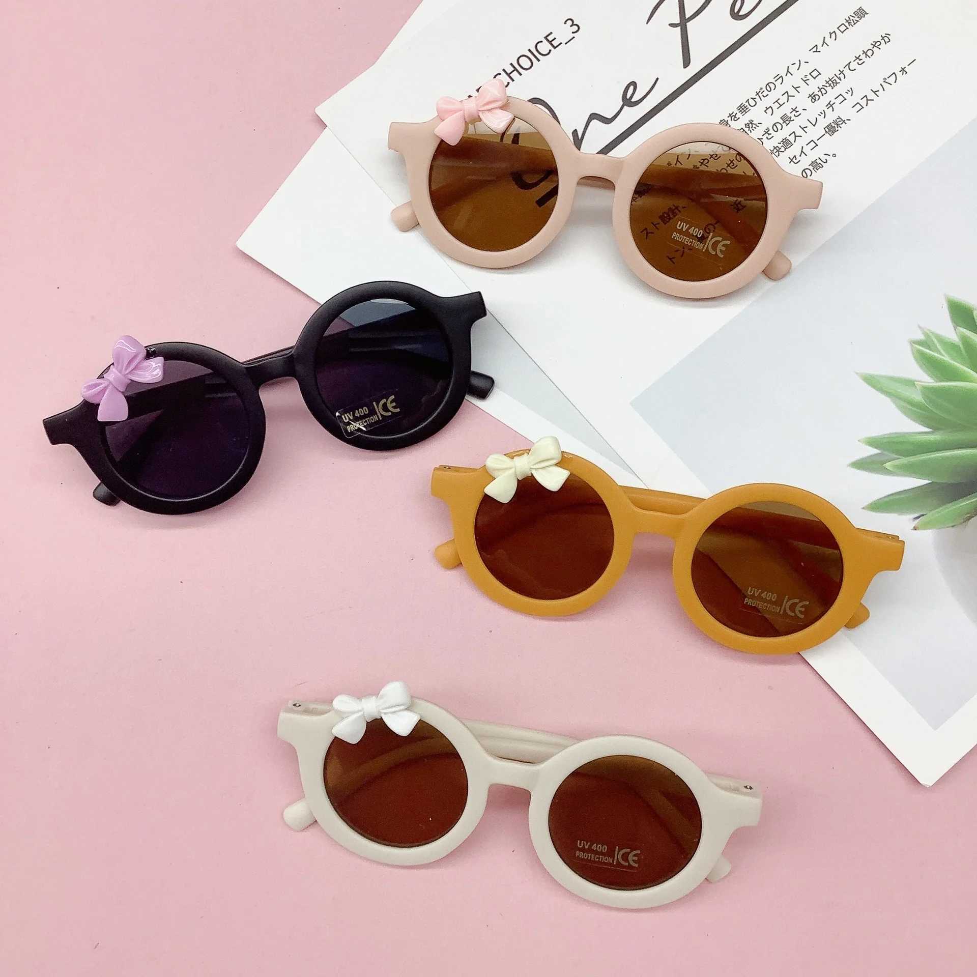Sunglasses Round frame lovely childrens sunglasses Fashion bow UV resistant sunglasses for boys and girls Sunvisor
