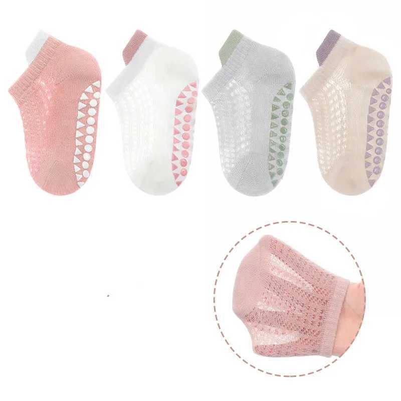 childrens boys and girls summer mesh thin childrens socks girls casual childrens short floor socks anti slip 4 pairsW240715