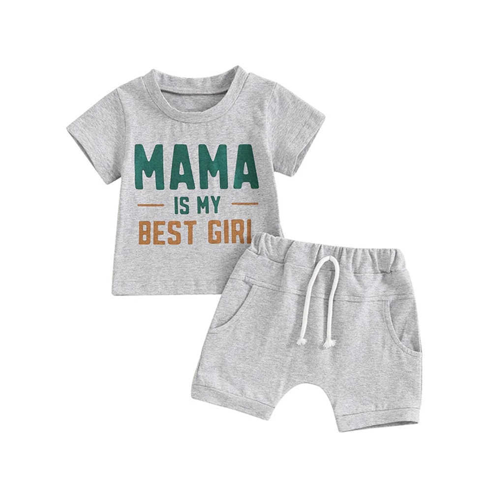 Clothing Sets 2024-04-01 Lioraitiin Toddler Boys Summer Outfits Letter Print Short Sleeve T-Shirts Tops Elastic Waist Shorts 2Pcs Clothes Set SER3