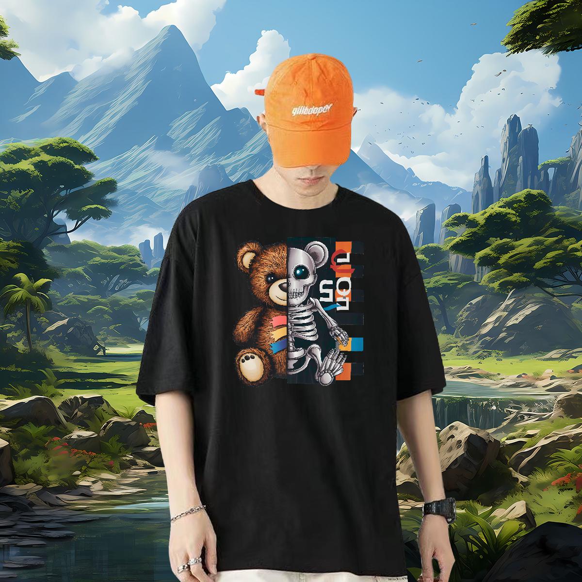 Brand Man T Shirts bear 100% Cotton 230g Sports Casual Crew Neck Cotton Men Clothes T-Shirt Customized Custom Anime Tops