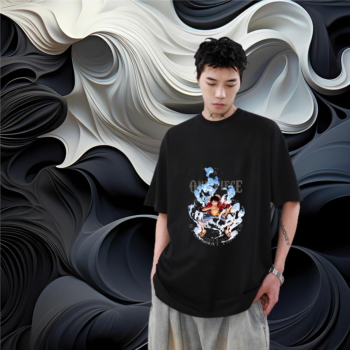 DIY T-Shirts for Men Cartoon Printing S-3XL Hip Hop Couples T Shirts Cotton O Neck Short Sleeves Loose