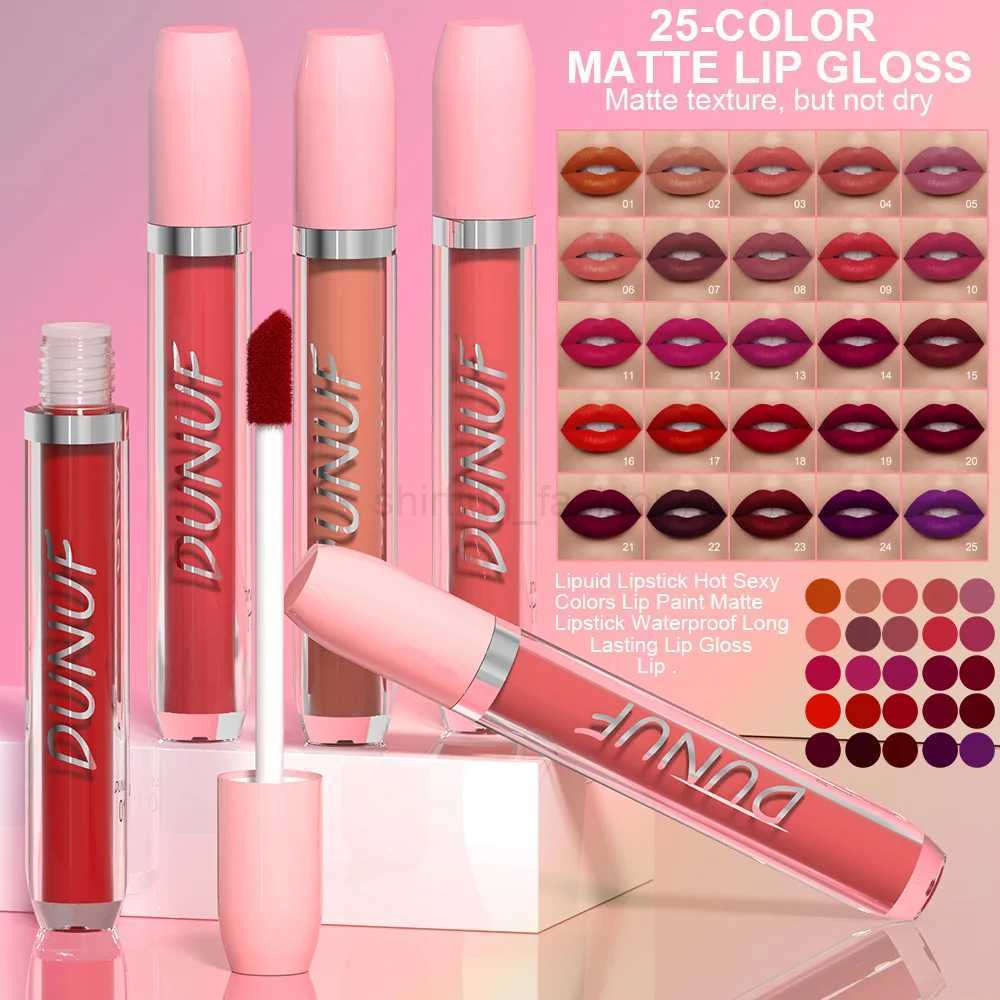 DUNUF 25 Velvet Matte texture Waterproof Lipstick Non-Stick Cup Highlight Long-lasting Easy Color Lip GlossCL240716