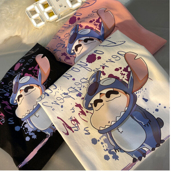 Women's Blouse Summer Cute Cartoon Crayon Shinchan Short-sleeve Bu T-shirt Fashion Clothing Round Neck Student Tees/ Clothes