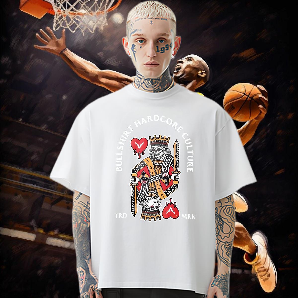 Classic Casual T-Shirts for Men fashion 230g 100% Cotton White Plus Size Street Wear Mens Tshirts Crew Neck Cotton Comfortable