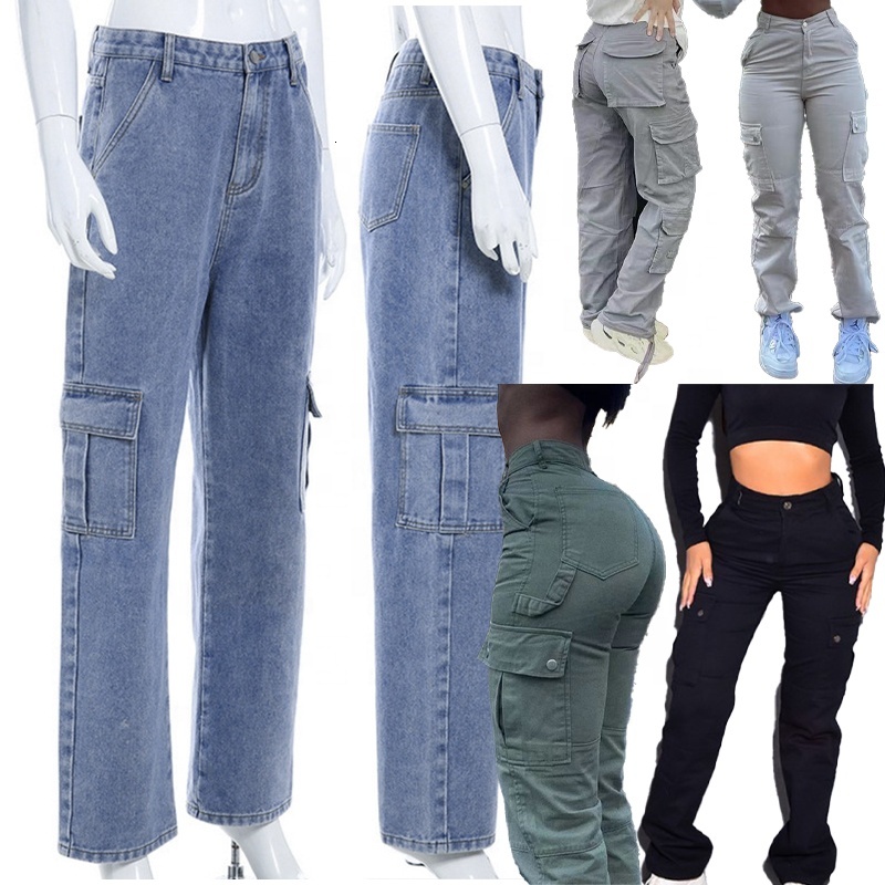 Ladies Casual Pants Jeans New Fashion Women's Streetwear Hip-Hop Cargo Baggy Loose Low waist Y2K Style Multiple Pockets