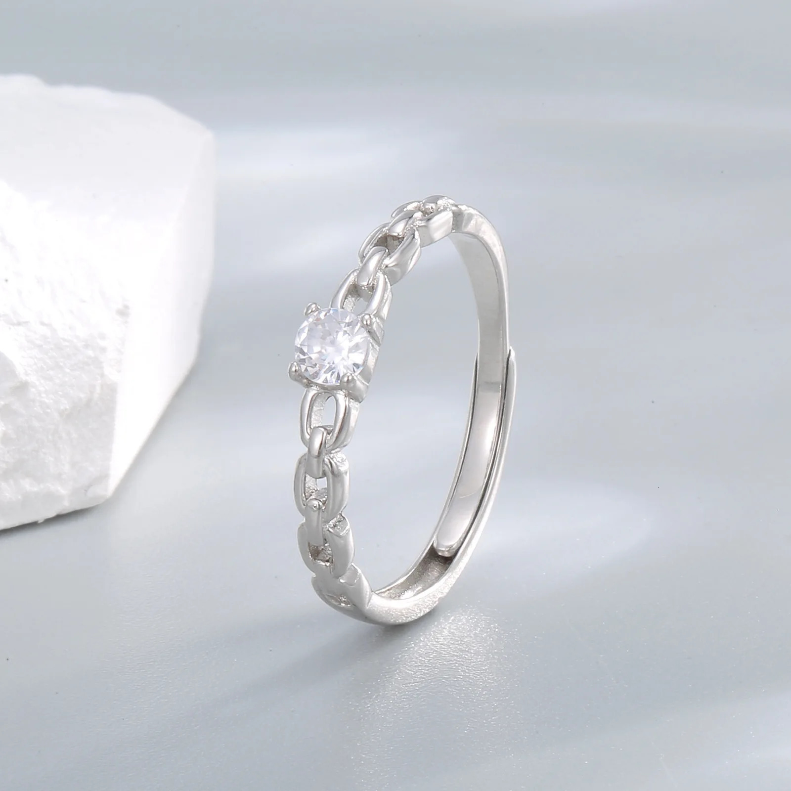 Couple Sterling Silver Jewellery In Couple ring 925 rhodium plated Cute Accessories For Girls In Amethyst Ornaments 240709 - view 3