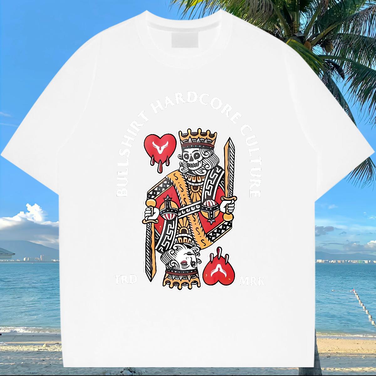 2024 T-Shirts fashion 100% Cotton 230g Cartoon Printing S-4XL High Street Hip Hop Men Clothes T-Shirt O-Neck Short Sleeve Cotton Loose