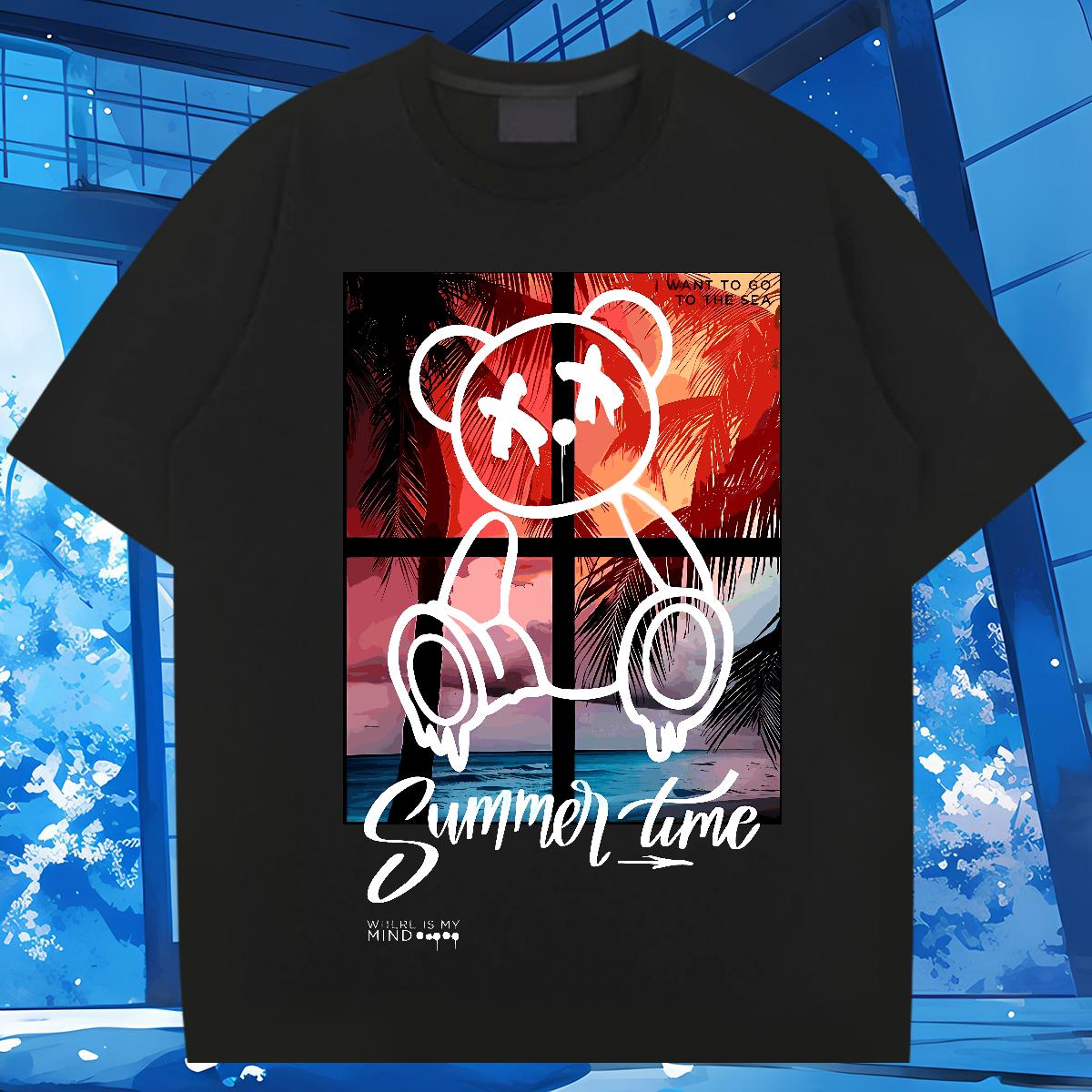 Soft Men Tshirts Graffiti Art 230g Cotton Cotton O Neck Short Sleeves Spring Summer T Shirts Men DIY Logo Fashion Design Tees Shirts