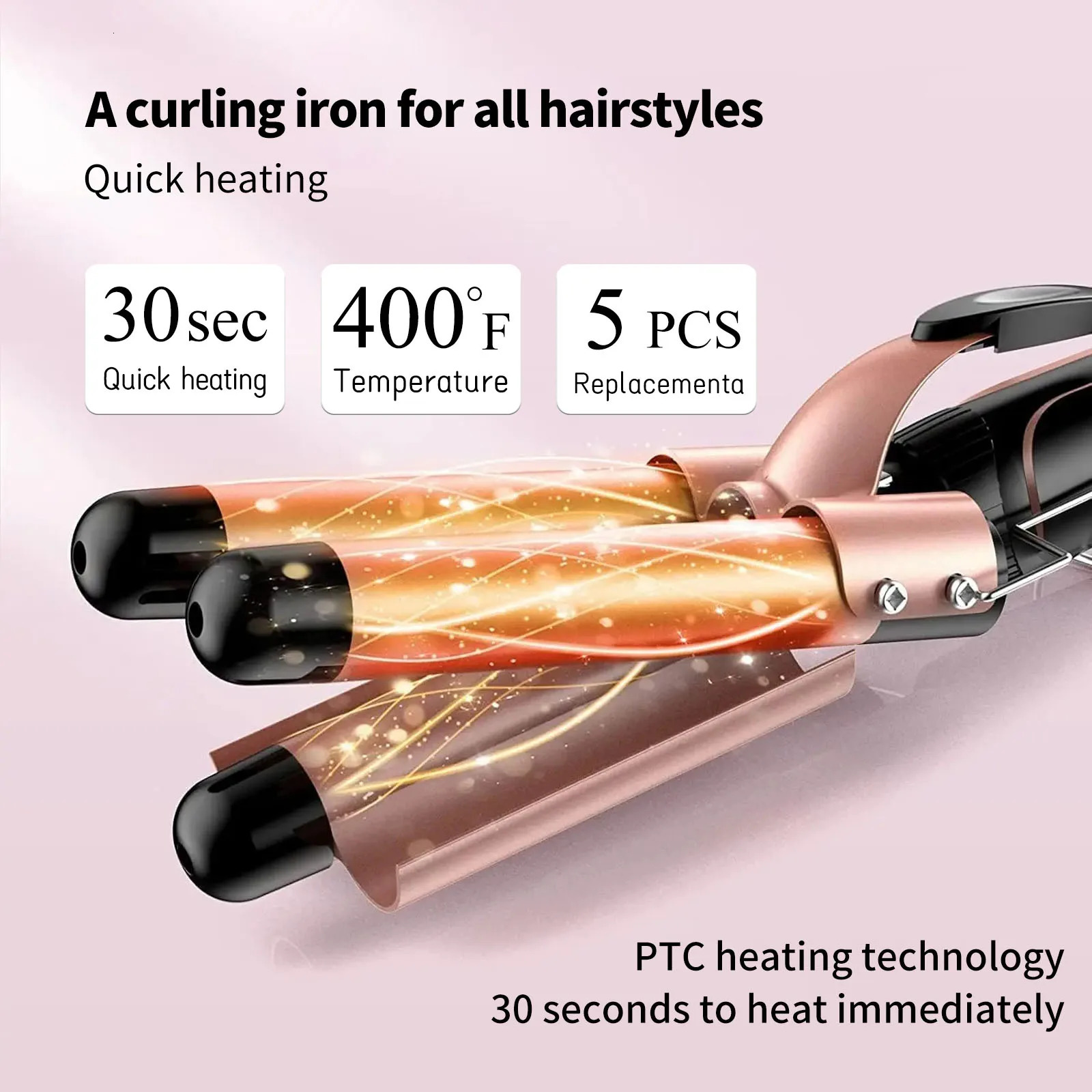 5 In 1 3 Barrel Waver Curling Iron With Fast Heating Up Crimper Wand Curler For All Hair Types 240712