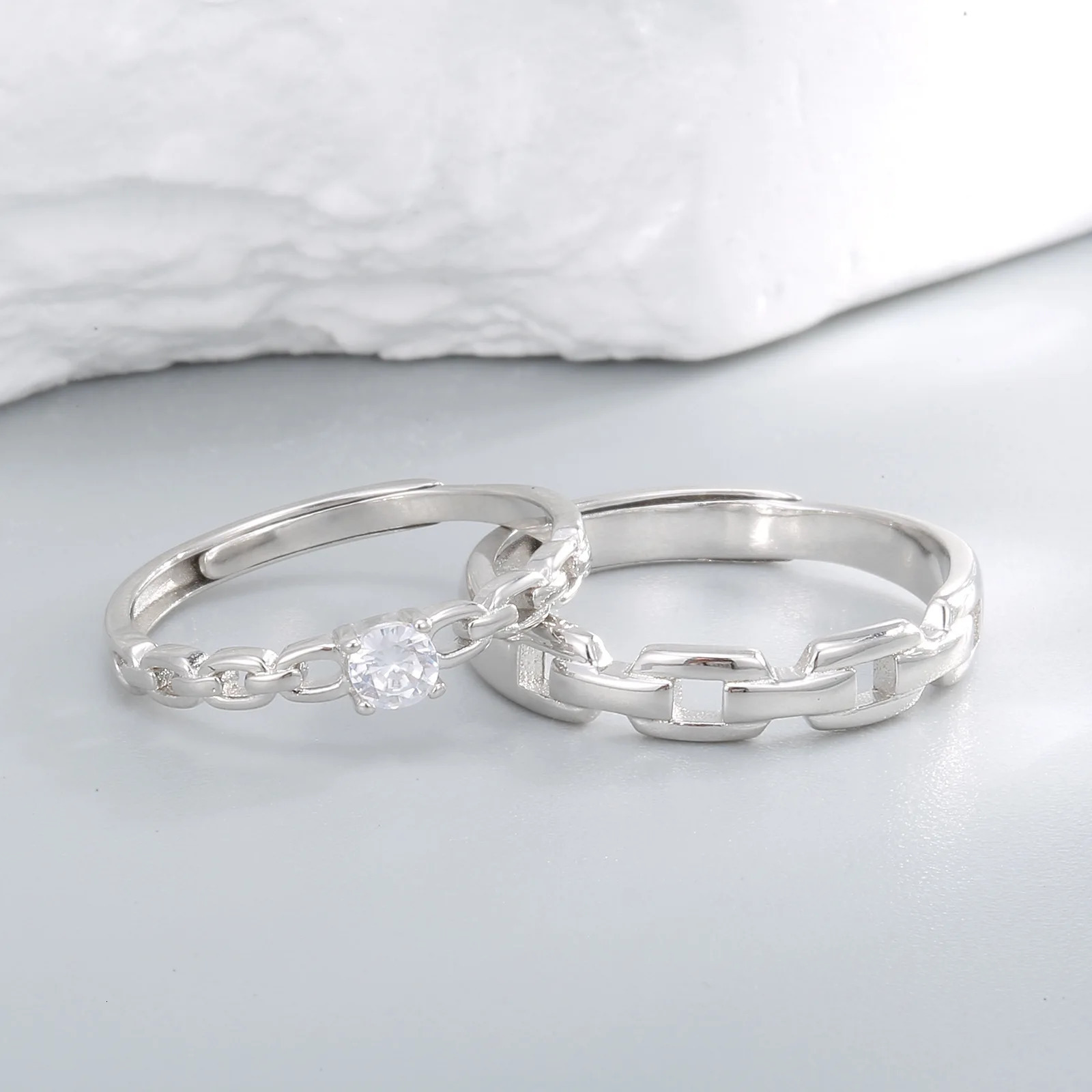 Couple Sterling Silver Jewellery In Couple ring 925 rhodium plated Cute Accessories For Girls In Amethyst Ornaments 240709 - view 4