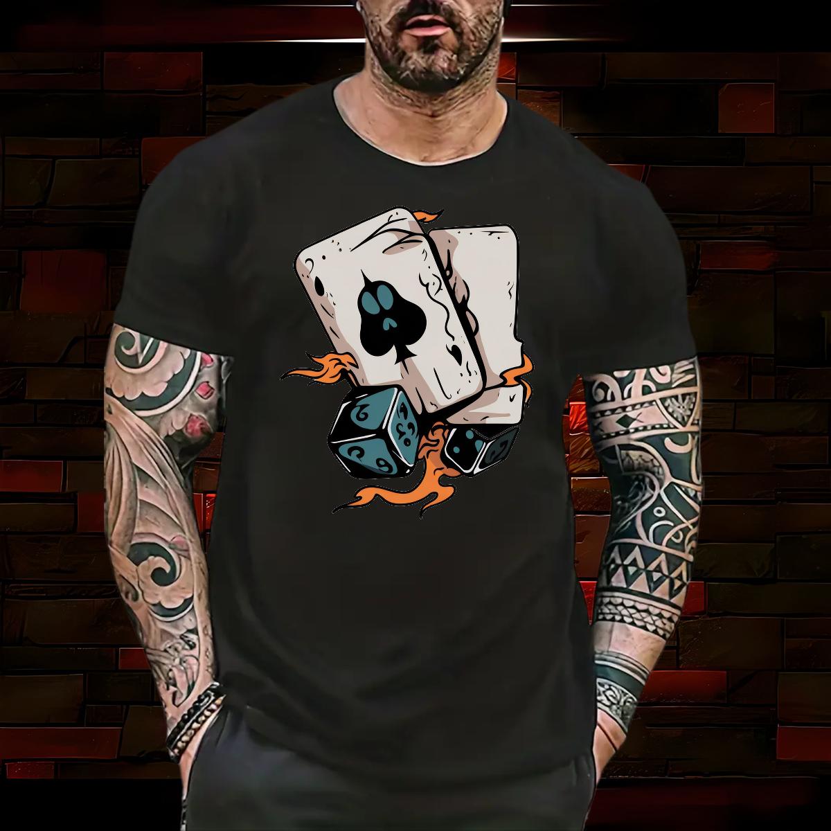 Fashion Casual Men T Shirts Cards 100% Cotton 230g Customized Print Couples T Shirts Beach Cotton Breathable Short Sleeve Classic Tee Shirt