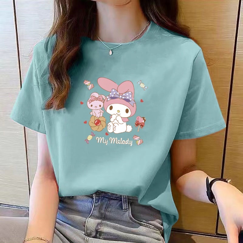 Korea t shirt for women top Short Sleeve tshirt woman Summer New White T-shirt Round Neck Loose Top Fashion T Shirt Women tops