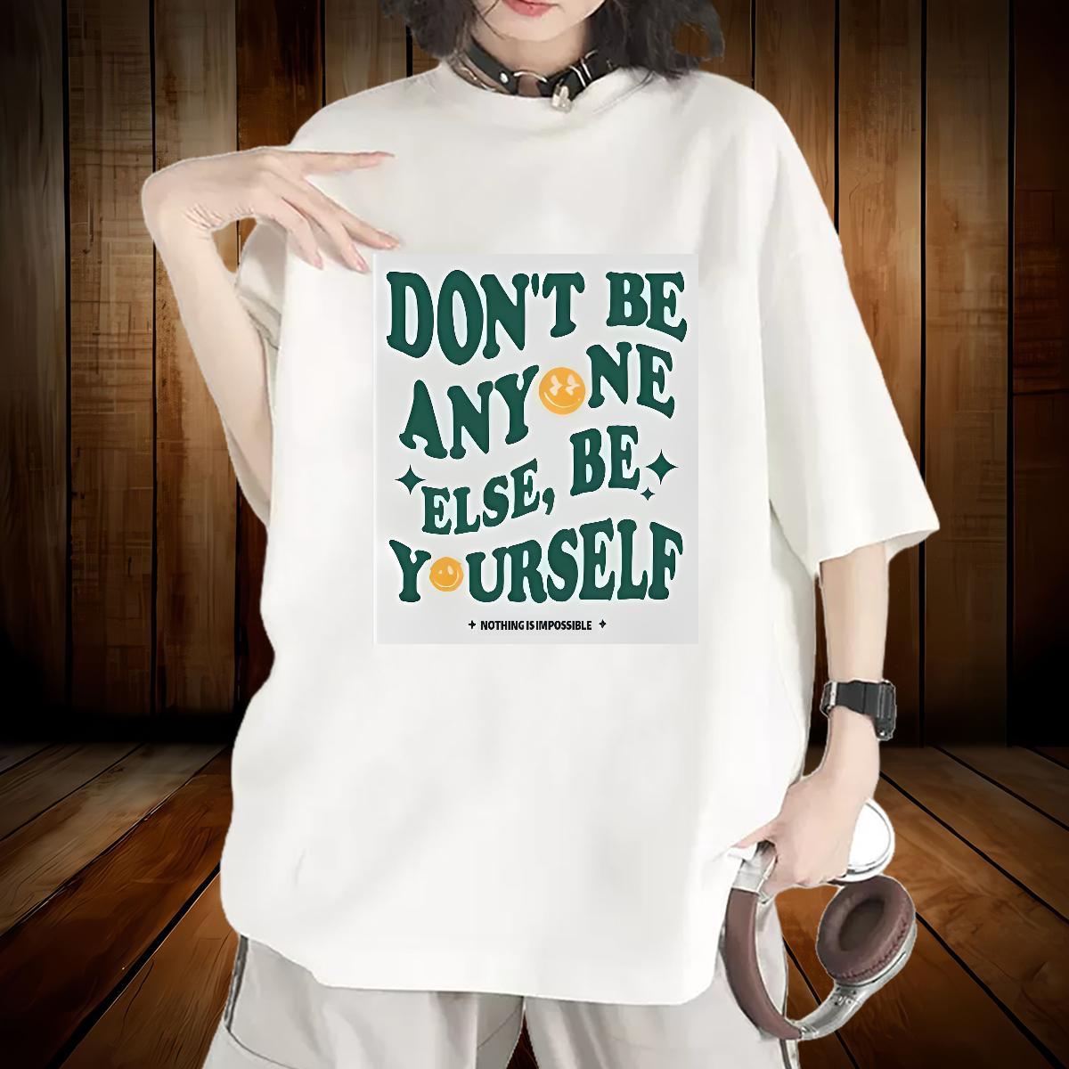 Fashion Woman T Shirts Cotton Comfortable nothing is impossible 230g Cotton Casual Beach Woman Tshirt DIY Logo Soft Clothings