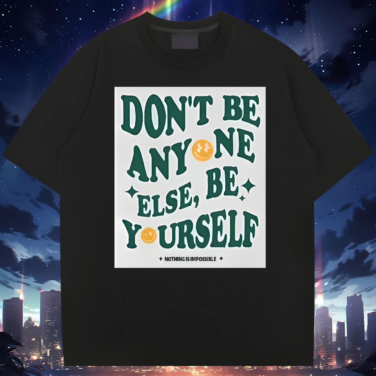 5A Men Tops Tees nothing is impossible 230g 100% Cotton Crew Neck Cotton Breathable Anime Printing Street Mens T Shirts DIY Brand Tees Shirts