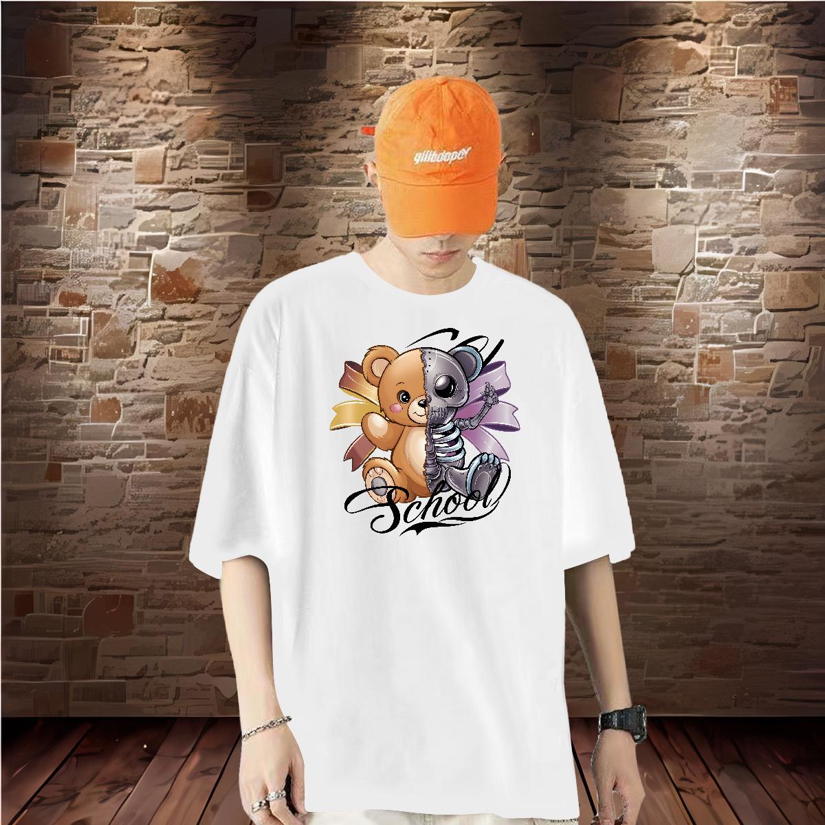 Cool Design T-Shirts bear 100% Cotton 230g Sports Casual Short Sleeve Cotton O-Neck Men Tshirts Designer Custom Cartoon Polos