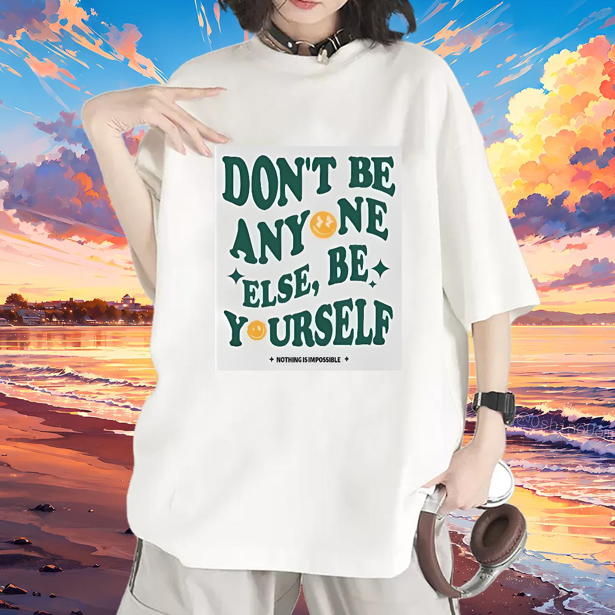 Fashion New Womens T Shirts Short sleeve Cotton Soft nothing is impossible 230g Cotton Daily Wear Unisex Tshirts Plus Size Cartoon 5A Clothes