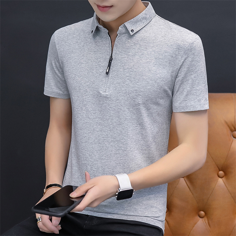 Summer pure cotton short POLO shirt, men's trendy T-shirt, casual mid sleeved high-end 2023 new collared clothes